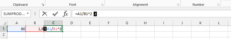 divide wieght by height